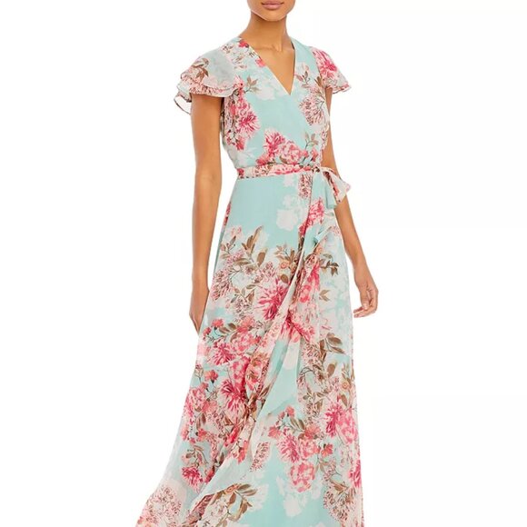 Eliza J Dresses & Skirts - Eliza J Women's Printed V-Neck Flutter-Sleeve Dress